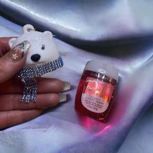 Winter candy apple antibacterial hand gel and rhinestone polar bear holder